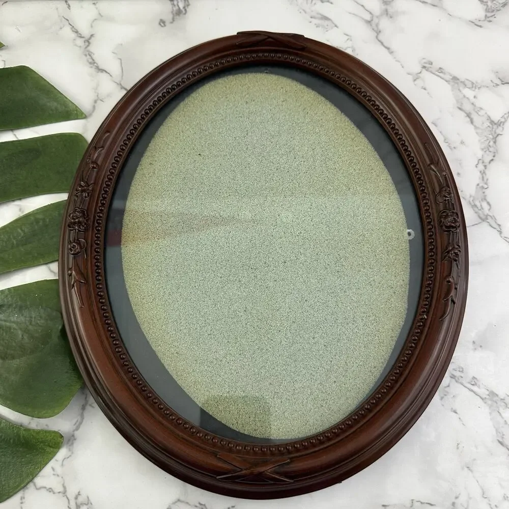 Burnes of Boston Retro Oval Picture Frame Dark Brown Rose Floral Cottage 8x10